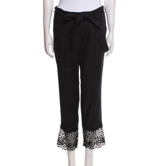 Anne Fontaine Embroidered Accent Elegant Black Lace Trim pants set size medium - Picture 4 of 5
